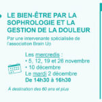Atelier pour nos aînés : « Le bien-être par la sophrologie et la gestion de la douleur »