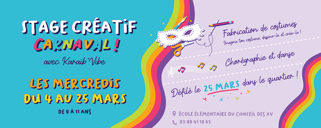 You are currently viewing Stage créatif Carnaval : imagine ton costume, danse et défile dans ton quartier !