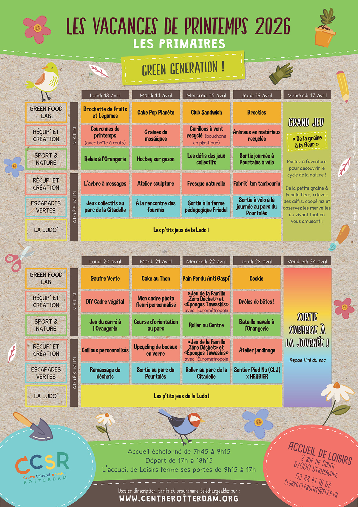 Programme - Vacances de Printemps 2026